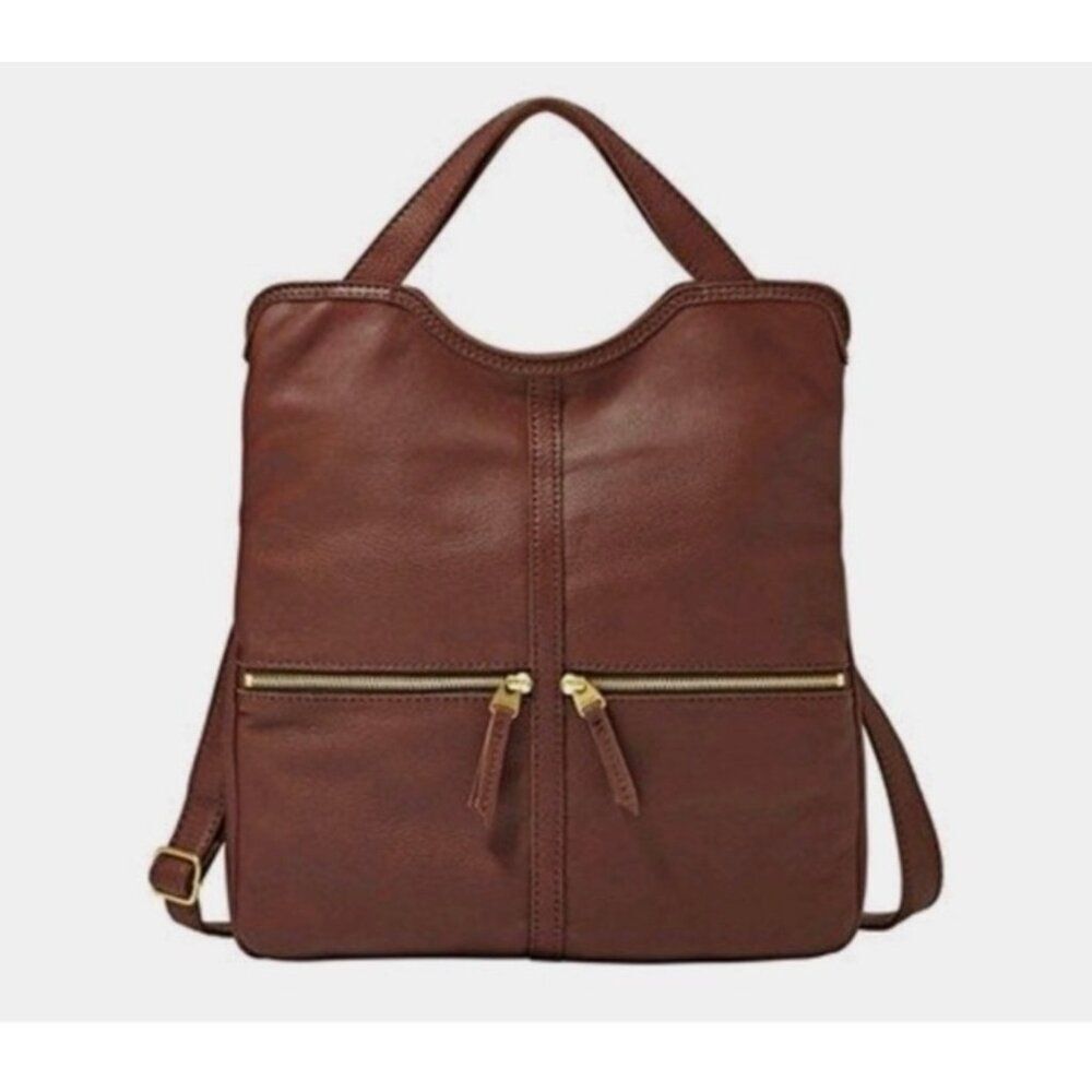 CLASSIC!! Fossil Erin Foldover Leather Tote Crossbody Bag